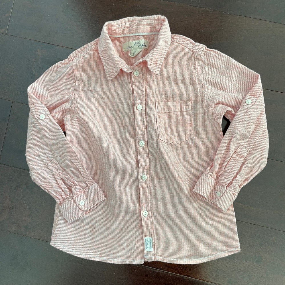H&M red stripe button down shirt, size 4-5y
